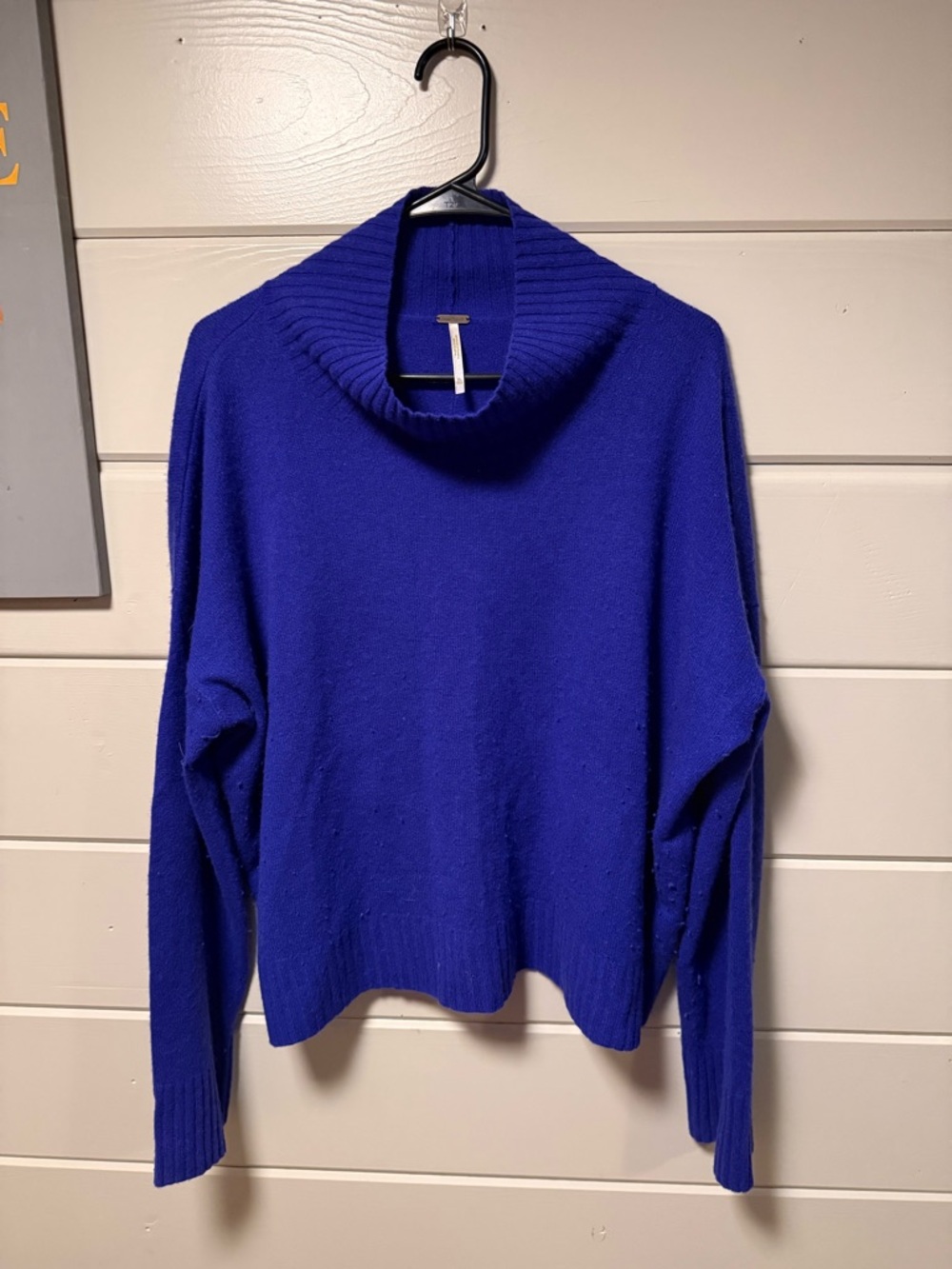 Free People Cowl Neck Sweater in Royal Blue